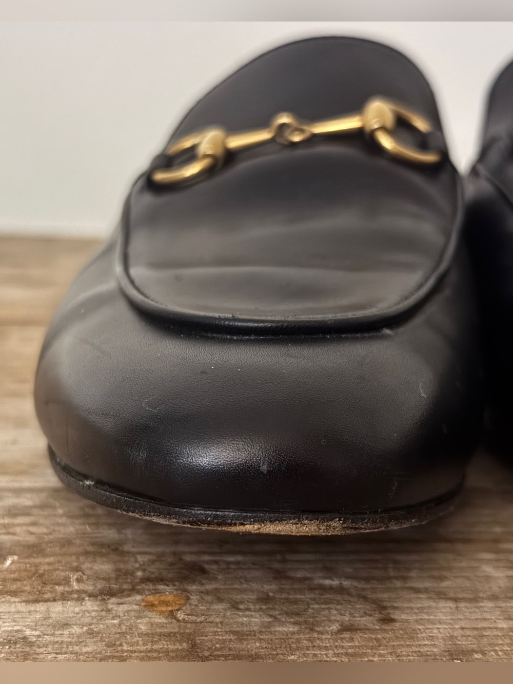 Gucci 37 Provincetown Black Leather Slide Loafer Mule Horsebit Shoes Flats - Picture 5 of 16
